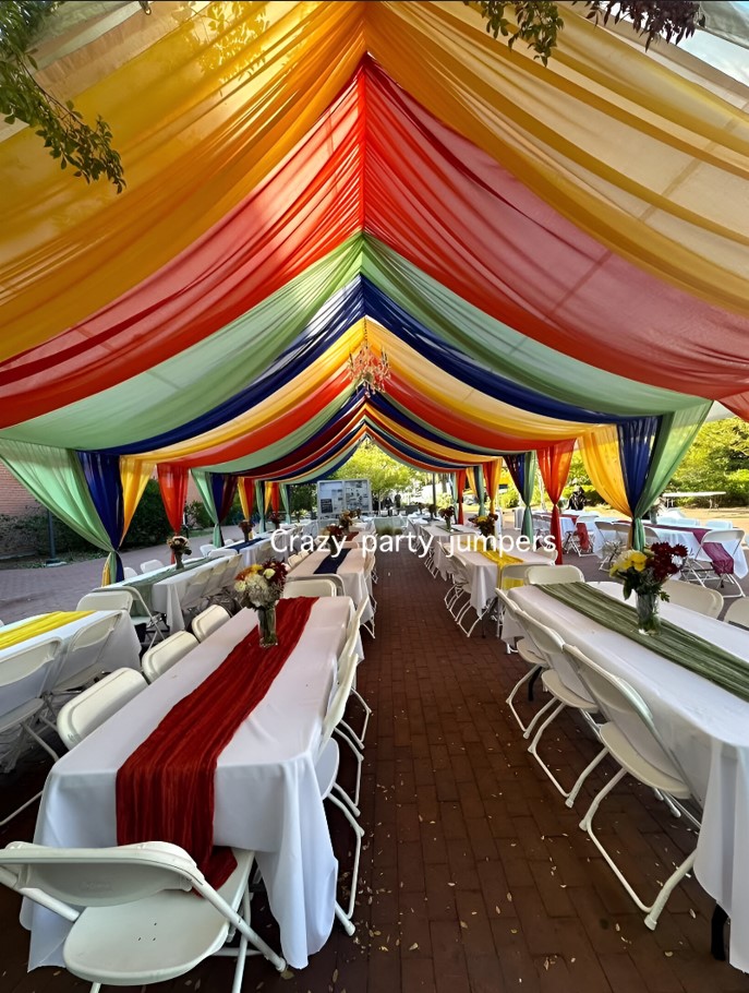 Corporate stage with branded backdrop